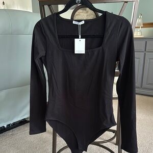 Mango Pop Black Long Sleeve Fitted Bodysuit -New with Tags